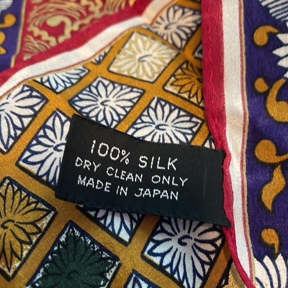 Gumps Of San Francisco Vintage Silk Scarf Flowers and Geometrics Hand Painted - Picture 8 of 9